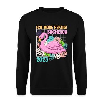 Ich habe fertig Bachelor 2023 - Unisex Pullover - Schwarz - Vorne - Alina (178cm) & Michal (187cm)