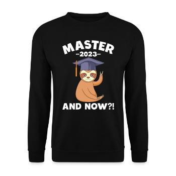 Master 2023 and now? Master's degree - Unisex Sweatshirt - black - Front - Alina (178cm) & Michal (187cm)