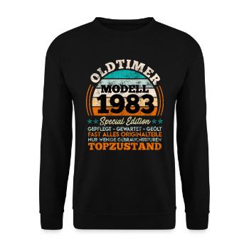 40. Geburtstag Oldtimer 1983 40 Jahre - Unisex Pullover - Schwarz - Vorne - Alina (178cm) & Michal (187cm)