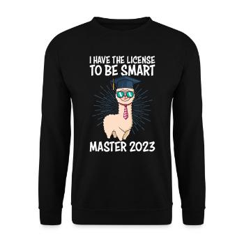Master Degree 2023 License to Clever Shit - Unisex Sweatshirt - black - Front - Alina (178cm) & Michal (187cm)