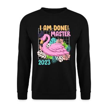 I finished Master's degree 2023 Master's degree - Unisex Sweatshirt - black - Front - Alina (178cm) & Michal (187cm)