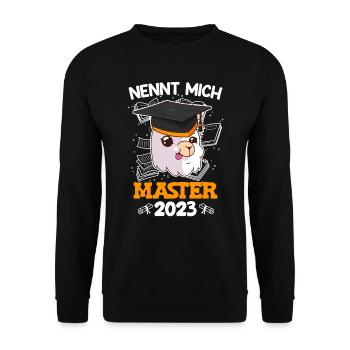 Nennt mich Master 2023 Studium Abschluss - Unisex Pullover - Schwarz - Vorne - Alina (178cm) & Michal (187cm)