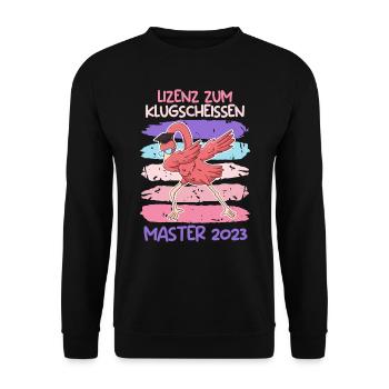 Lizenz zum Klugscheißen Master 2023 Studium Ende - Unisex Pullover - Schwarz - Vorne - Alina (178cm) & Michal (187cm)