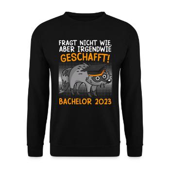 Bachelor 2023 irgendwie geschafft - Unisex Pullover - Schwarz - Vorne - Alina (178cm) & Michal (187cm)