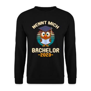 Nennt mich Bachelor 2023 Studium Abschluss - Unisex Pullover - Schwarz - Vorne - Alina (178cm) & Michal (187cm)