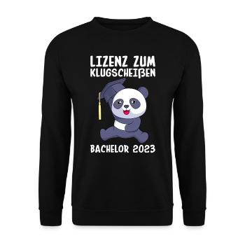Bachelor 2023 Lizenz zum Klugscheißen - Unisex Pullover - Schwarz - Vorne - Alina (178cm) & Michal (187cm)