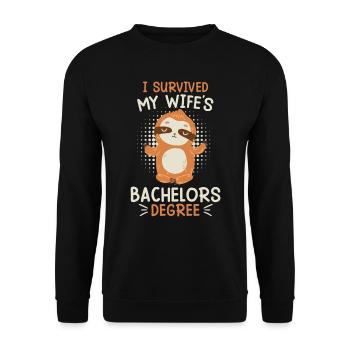 Bachelor 2023 Abschluss meiner Frau überlebt - Unisex Pullover - Schwarz - Vorne - Alina (178cm) & Michal (187cm)