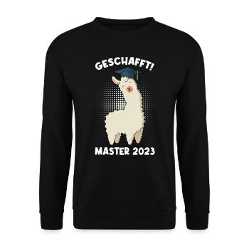 Geschafft! Master 2023 - Unisex Pullover - Schwarz - Vorne - Alina (178cm) & Michal (187cm)