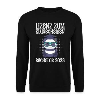Bachelor 2023 Lizenz zum Klugscheißen - Unisex Pullover - Schwarz - Vorne - Alina (178cm) & Michal (187cm)