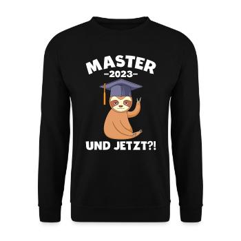 Master 2023 und jetzt? Master Abschluss - Unisex Pullover - Schwarz - Vorne - Alina (178cm) & Michal (187cm)