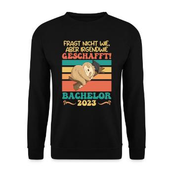 Bachelor 2023 irgendwie geschafft - Unisex Pullover - Schwarz - Vorne - Alina (178cm) & Michal (187cm)
