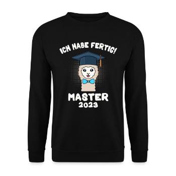 Master 2023 ich habe fertig Master Abschluss 2023 - Unisex Pullover - Schwarz - Vorne - Alina (178cm) & Michal (187cm)