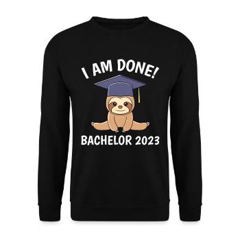 Ich habe fertig Bachelor 2023 Bachelorabschluss - Unisex Pullover - Schwarz - Vorne - Alina (178cm) & Michal (187cm)