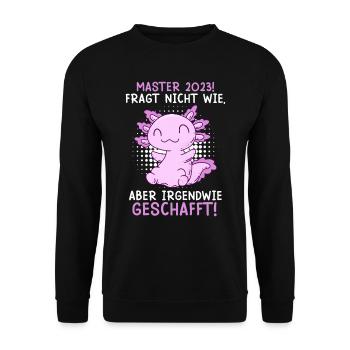 Master 2023 irgendwie geschafft Studium Abschluss - Unisex Pullover - Schwarz - Vorne - Alina (178cm) & Michal (187cm)