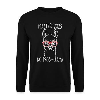 Master 2023 No Probllama Master's Degree - Unisex Sweatshirt - black - Front - Alina (178cm) & Michal (187cm)