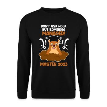 Master 2023 completed Master's degree - Unisex Sweatshirt - black - Front - Alina (178cm) & Michal (187cm)