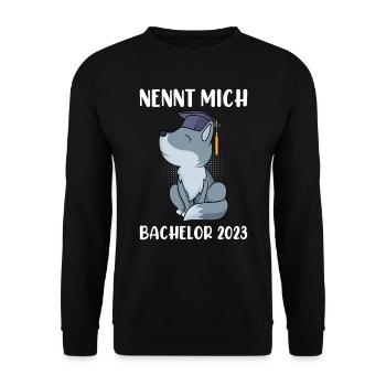 Nennt mich Bachelor 2023 Bachelor Abschluss - Unisex Pullover - Schwarz - Vorne - Alina (178cm) & Michal (187cm)
