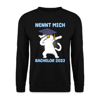 Nennt mich Bachelor 2023 Bachelor Abschluss - Unisex Pullover - Schwarz - Vorne - Alina (178cm) & Michal (187cm)