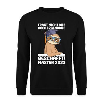 Master 2023 geschafft Master Abschluss - Unisex Pullover - Schwarz - Vorne - Alina (178cm) & Michal (187cm)