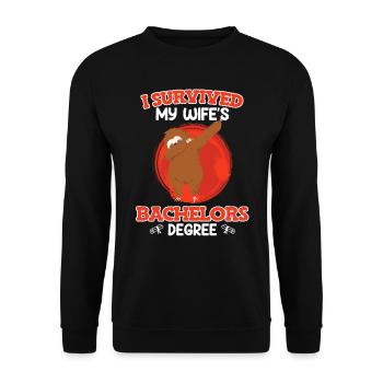 Bachelor 2023 Abschluss meiner Frau überlebt - Unisex Pullover - Schwarz - Vorne - Alina (178cm) & Michal (187cm)