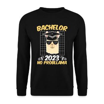 Student Bachelor 2023 Alpaka Bachelorabschluss - Unisex Pullover - Schwarz - Vorne - Alina (178cm) & Michal (187cm)