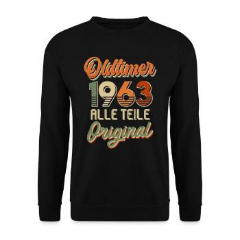 Oldtimer 1963 alle Teile Original 60. Geburtstag - Unisex Pullover - Schwarz - Vorne - Alina (178cm) & Michal (187cm)