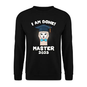 Master 2023 I have finished Master Degree 2023 - Unisex Sweatshirt - black - Front - Alina (178cm) & Michal (187cm)