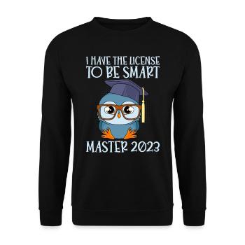 Ich habe die Lizenz zum Klugscheißen Master 2023 - Unisex Pullover - Schwarz - Vorne - Alina (178cm) & Michal (187cm)