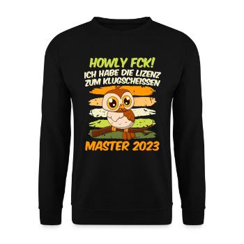 Master 2023 Lizenz zum Klugscheißen Master - Unisex Pullover - Schwarz - Vorne - Alina (178cm) & Michal (187cm)