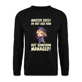 Master 2023 en quelque sorte fait Master - Sweat-shirt Unisexe - noir - Devant - Alina (178cm) & Michal (187cm)
