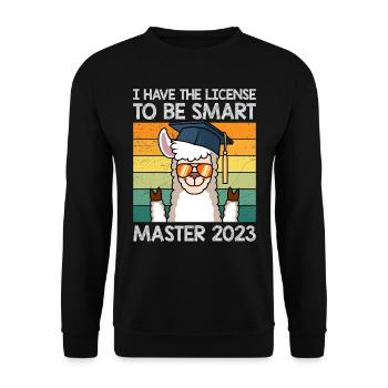 Master's Degree License to Clever Shit - Unisex Sweatshirt - black - Front - Alina (178cm) & Michal (187cm)