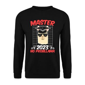 Master 2023 NO Probllama Master Degree - Unisex Sweatshirt - black - Front - Alina (178cm) & Michal (187cm)