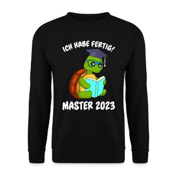 Ich habe fertig Master 2023 Master Abschluss - Unisex Pullover - Schwarz - Vorne - Alina (178cm) & Michal (187cm)