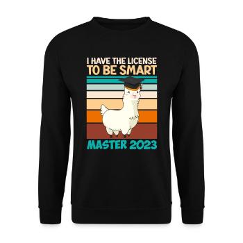 Master 2023 with the license to clever shit - Unisex Sweatshirt - black - Front - Alina (178cm) & Michal (187cm)