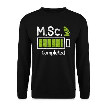 M.Sc completed Master Abschluss Master of Science - Unisex Pullover - Schwarz - Vorne - Alina (178cm) & Michal (187cm)