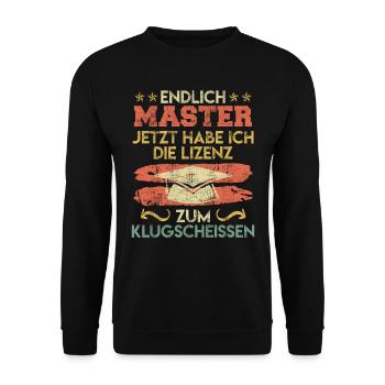 Finally Master now smart-shitting Master degree - Unisex Sweatshirt - black - Front - Alina (178cm) & Michal (187cm)