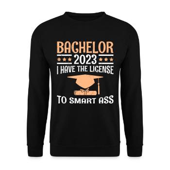 License for clever shit Bachelor's degree - Unisex Sweatshirt - black - Front - Alina (178cm) & Michal (187cm)