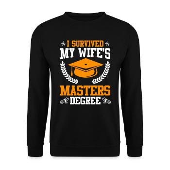 Survécu Ma femme a une maîtrise - Sweat-shirt Unisexe - noir - Devant - Alina (178cm) & Michal (187cm)