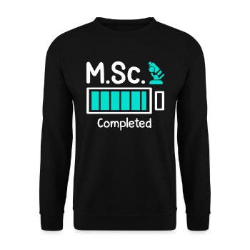 M.Sc completed Master Abschluss Master of Science - Unisex Pullover - Schwarz - Vorne - Alina (178cm) & Michal (187cm)