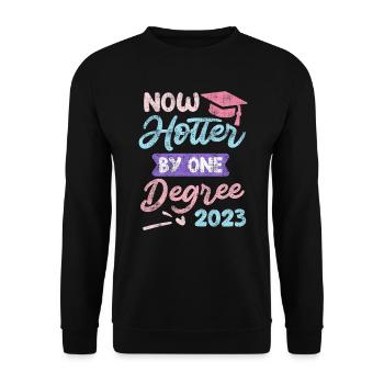 Einen Abschluss heißer 2023 Master Abschluss - Unisex Pullover - Schwarz - Vorne - Alina (178cm) & Michal (187cm)