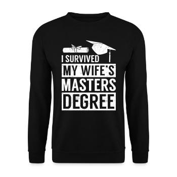 Survécu Ma femme a une maîtrise - Sweat-shirt Unisexe - noir - Devant - Alina (178cm) & Michal (187cm)