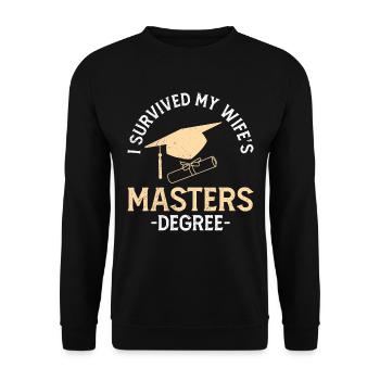 Survécu Ma femme a une maîtrise - Sweat-shirt Unisexe - noir - Devant - Alina (178cm) & Michal (187cm)