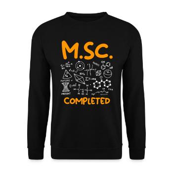M.Sc completed Master Abschluss Master of Science - Unisex Pullover - Schwarz - Vorne - Alina (178cm) & Michal (187cm)