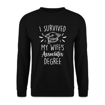 Überlebt Meine Frau hat einen College Abschluss - Unisex Pullover - Schwarz - Vorne - Alina (178cm) & Michal (187cm)