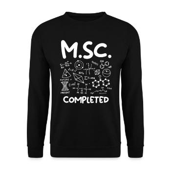 M.Sc completed Master Abschluss Master of Science - Unisex Pullover - Schwarz - Vorne - Alina (178cm) & Michal (187cm)