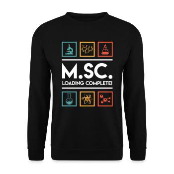Master Abschluss endlich fertig Master of Science - Unisex Pullover - Schwarz - Vorne - Alina (178cm) & Michal (187cm)