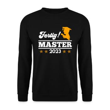Ich bin fertig Studium 2023 Master Abschluss - Unisex Pullover - Schwarz - Vorne - Alina (178cm) & Michal (187cm)