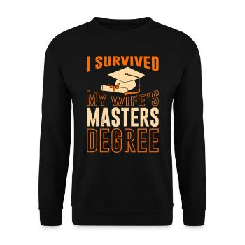 Survécu Ma femme a une maîtrise - Sweat-shirt Unisexe - noir - Devant - Alina (178cm) & Michal (187cm)