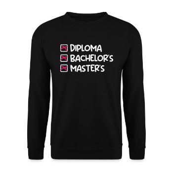 School leaving certificate Bachelor Degree Master's degree - Unisex Sweatshirt - black - Front - Alina (178cm) & Michal (187cm)