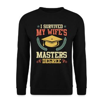 Survécu Ma femme a une maîtrise - Sweat-shirt Unisexe - noir - Devant - Alina (178cm) & Michal (187cm)